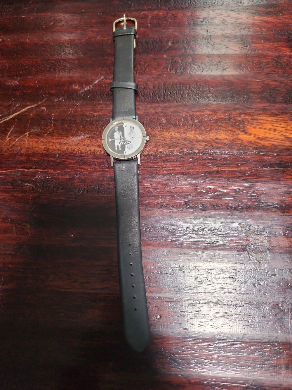 Black Leather Strap Men's Watch -Jockey Vtg 1969